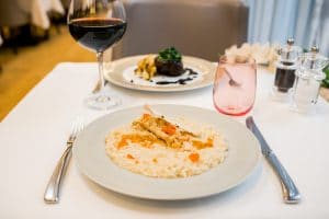Risotto al granchio reale di Alaska con Ikura
