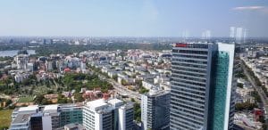 Floreasca si Pipera vazute din NOR Sky Casual Restaurant de le etajul 36
