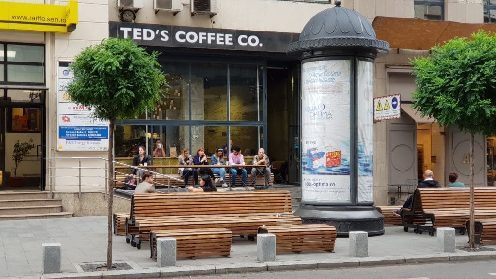 Ted's Coffee Co din Piata Victoriei, vara Ted's Coffee Co din Piata Victoriei, vara