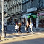 Calea Victoriei in zona Centrului Vechi, in jurul restaurantului Linea Closer to The Moon