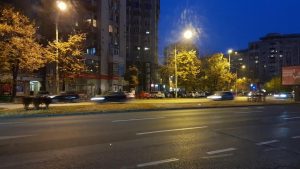 Calea 13 Septembrie cu Marriott si restaurantele sale, Allucinante si Catedrala