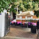 Piata Amzei intre Mendeleev si Christian Tell, cu restaurantul Barrio si Tonka