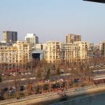 Dambovita la Piata Unirii vazuta de pe Vu's Rooftop Restaurant