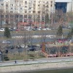 Dambovita la Piata Unirii vazuta de pe Vu's Rooftop Restaurant