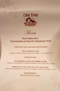 Ziua Nationala a Gastronomiei si a Vinului din Romania, Casa Timis - 4 octombrie 2020